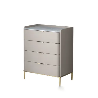 Elegant Stone Bachelor Chest with Metal Handles & Drawers Image - 30