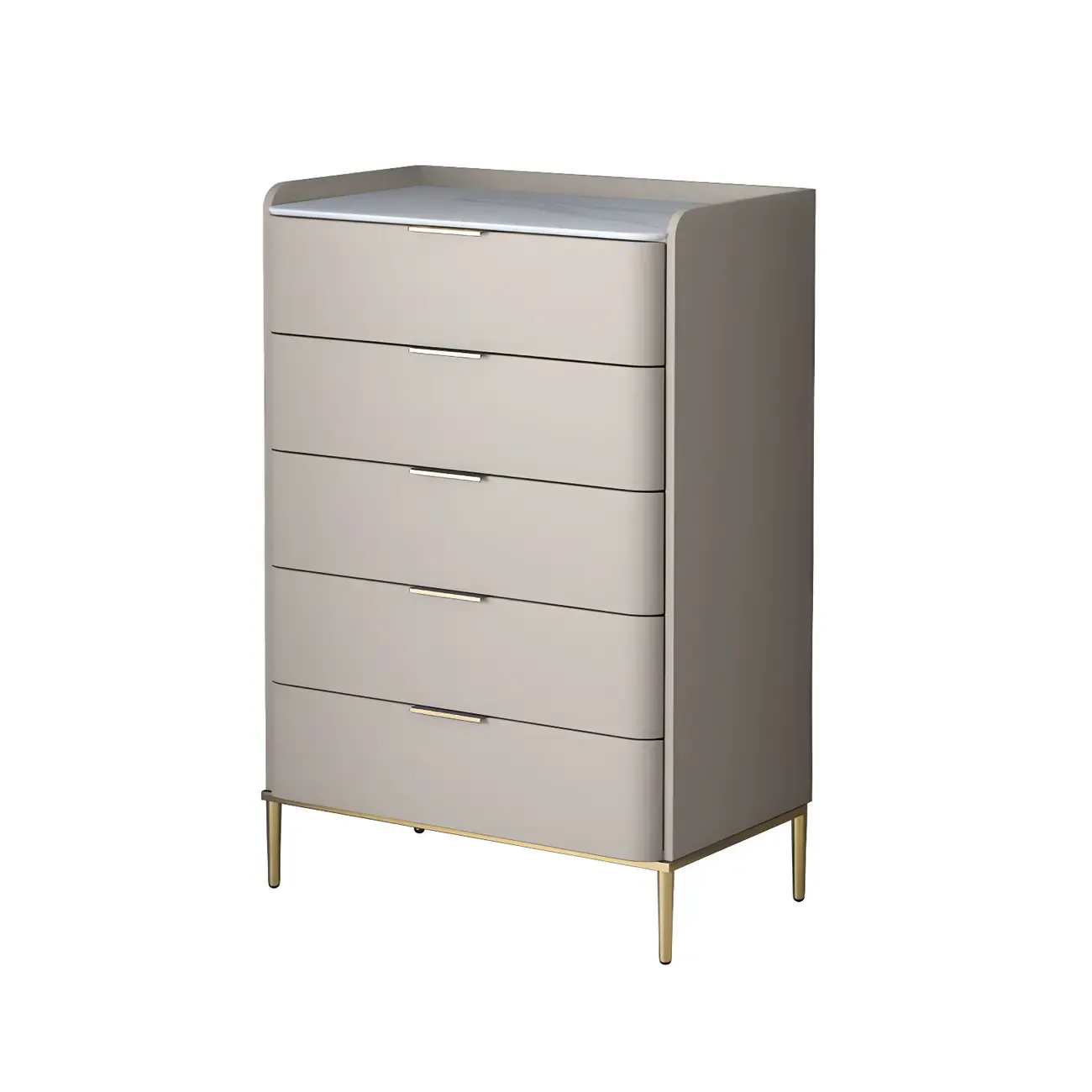 Elegant Stone Bachelor Chest with Metal Handles & Drawers Image - 31
