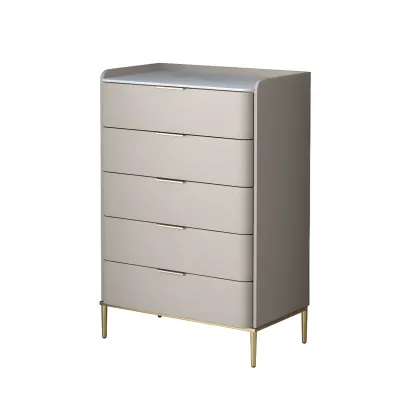 Elegant Stone Bachelor Chest with Metal Handles & Drawers Image - 31