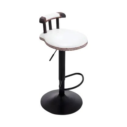 Industrial Round Leather Adjustable Bar Stools Image - 20