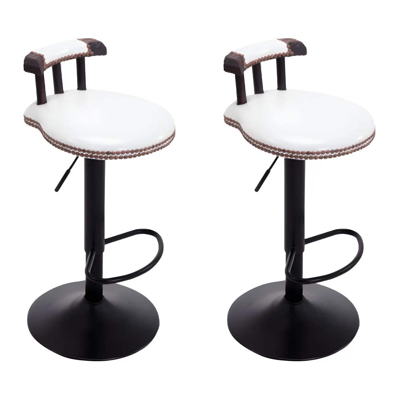 Industrial Round Leather Adjustable Bar Stools Image - 21 | homeyfad