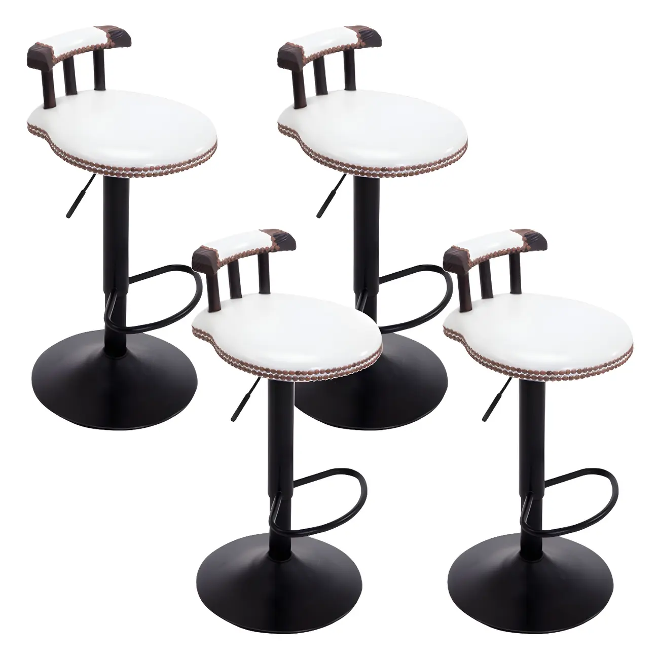 Industrial Round Leather Adjustable Bar Stools Image - 20 | homeyfad