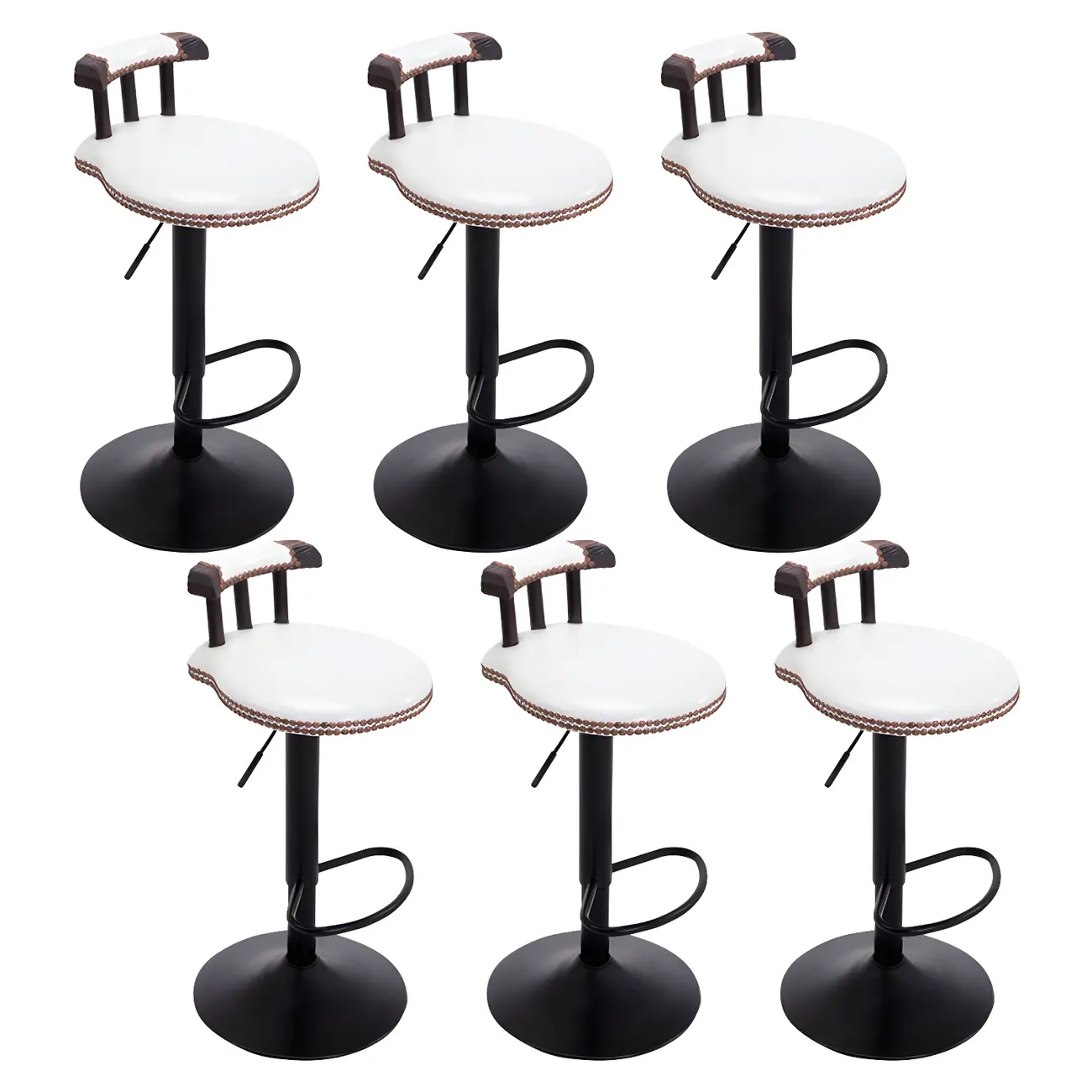 Industrial Round Leather Adjustable Bar Stools Image - 23 | homeyfad
