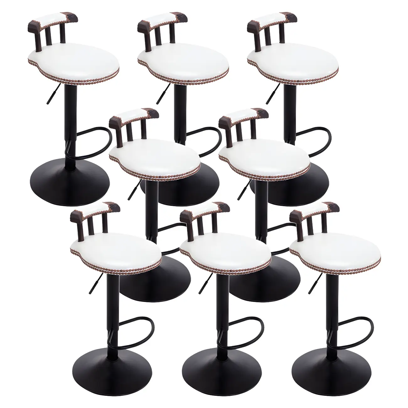 Industrial Round Leather Adjustable Bar Stools Image - 24 | homeyfad