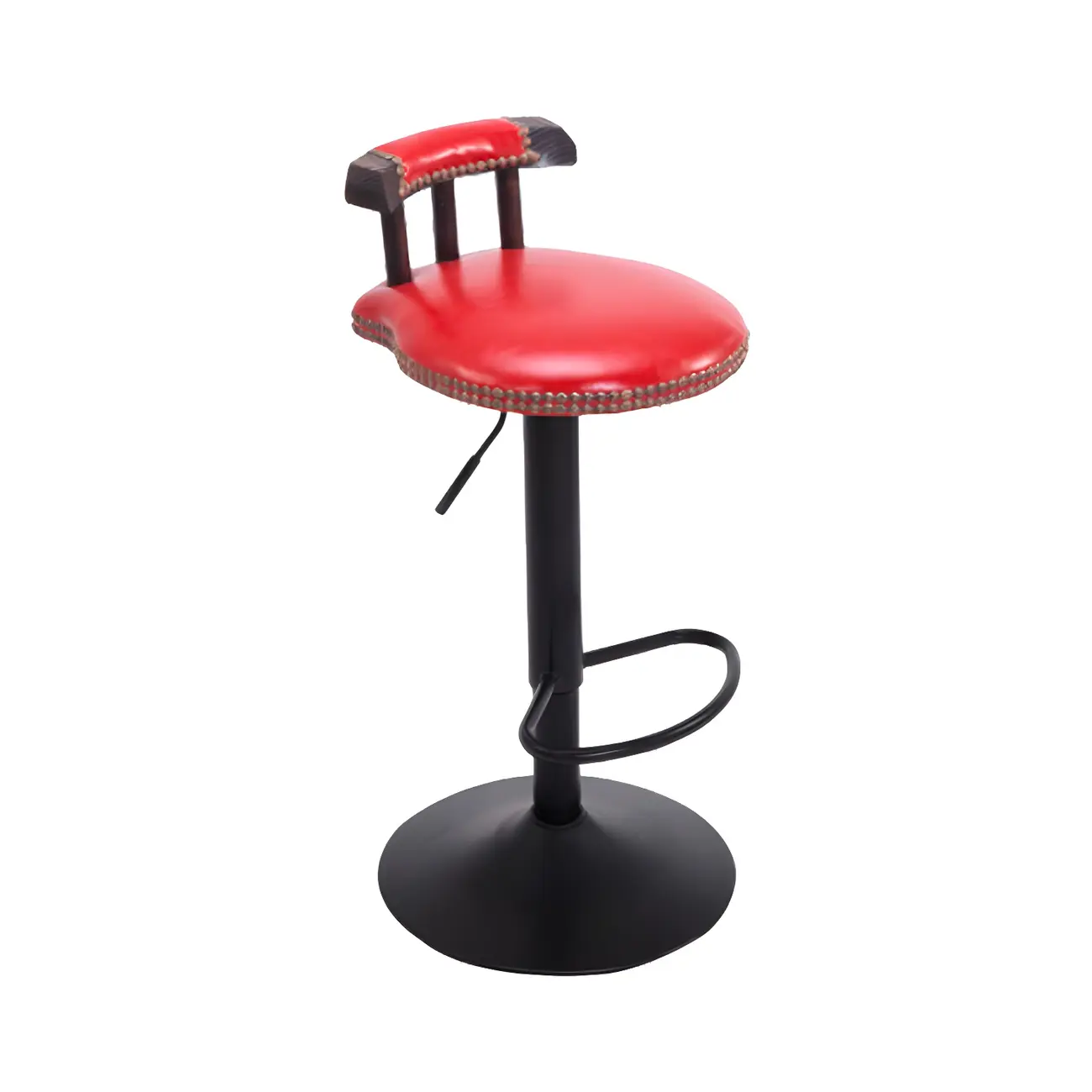 Industrial Round Leather Adjustable Bar Stools Image - 21 | homeyfad