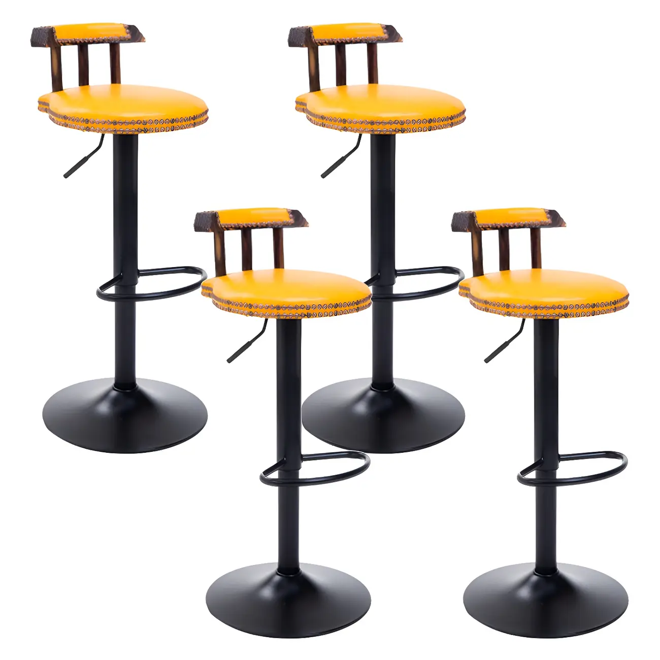 Industrial Round Leather Adjustable Bar Stools Image - 32 | homeyfad