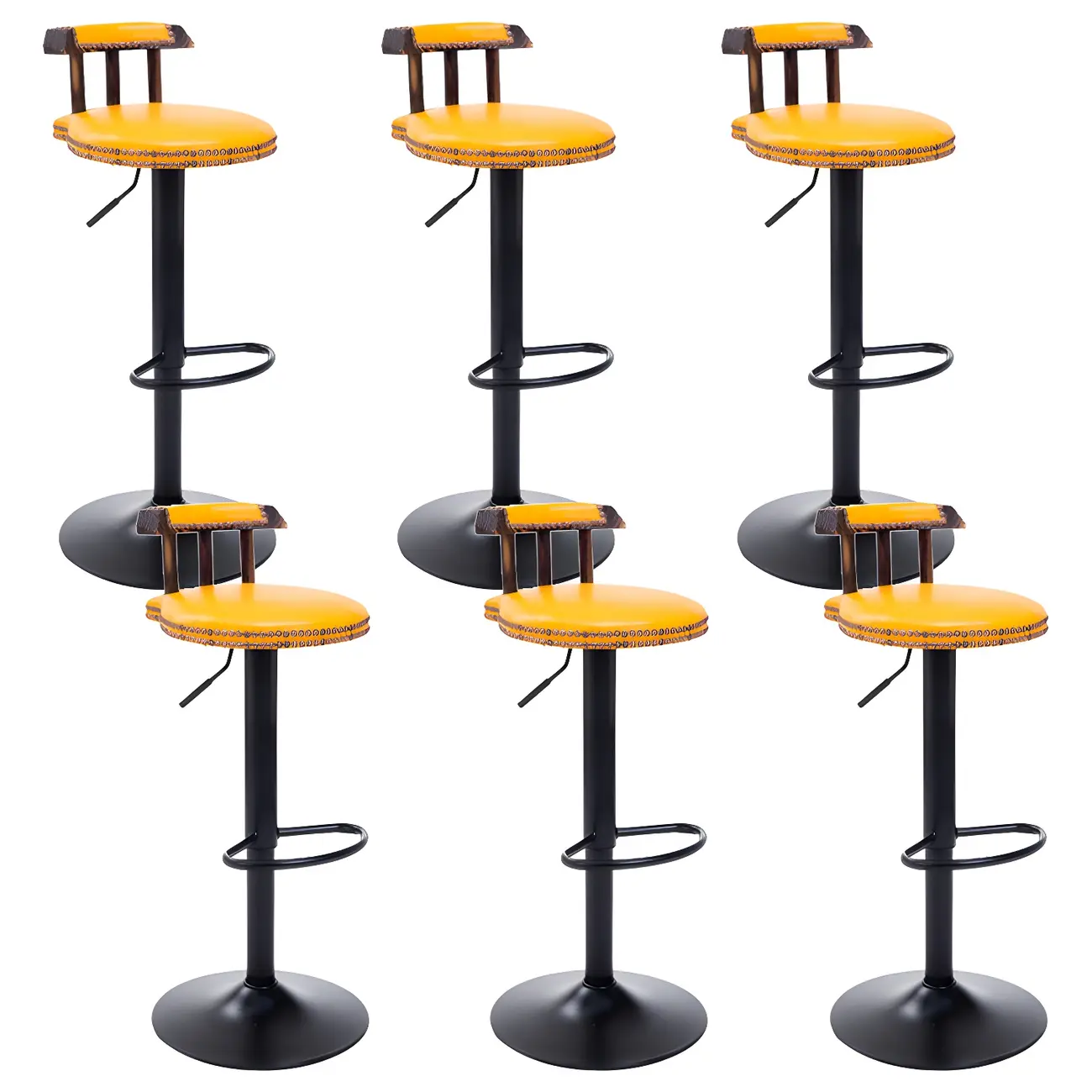 Industrial Round Leather Adjustable Bar Stools Image - 33 | homeyfad