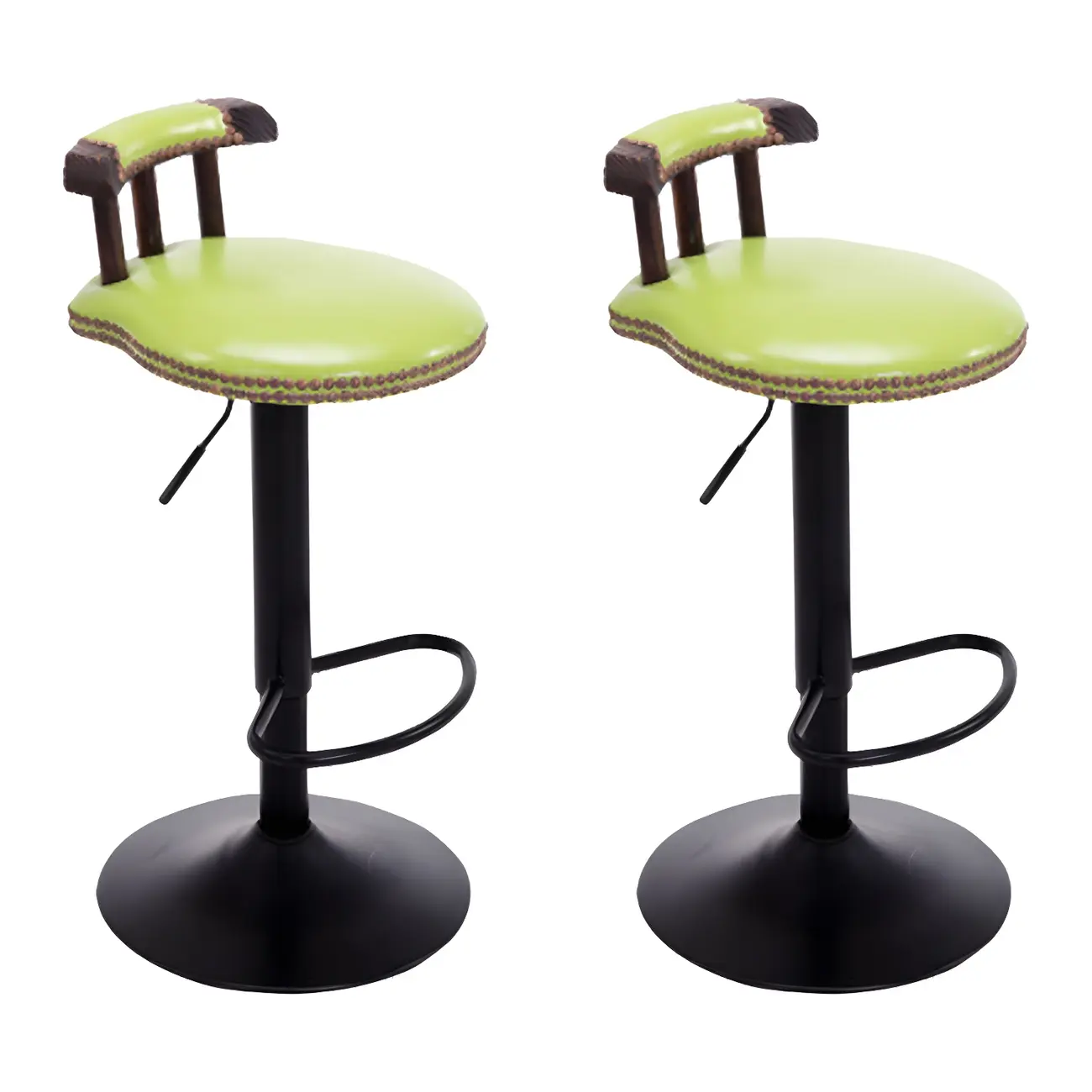 Industrial Round Leather Adjustable Bar Stools Image - 31 | homeyfad
