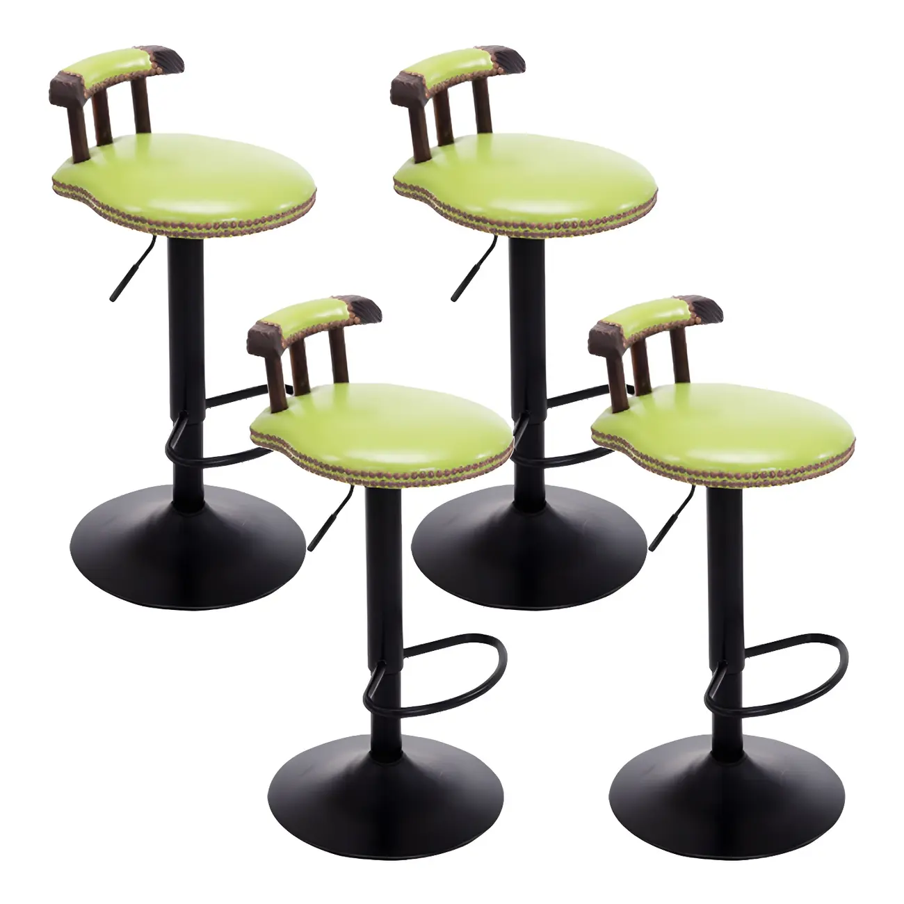 Industrial Round Leather Adjustable Bar Stools Image - 42 | homeyfad