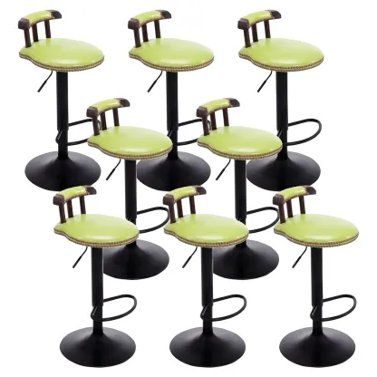 Industrial Round Leather Adjustable Bar Stools Image - 44