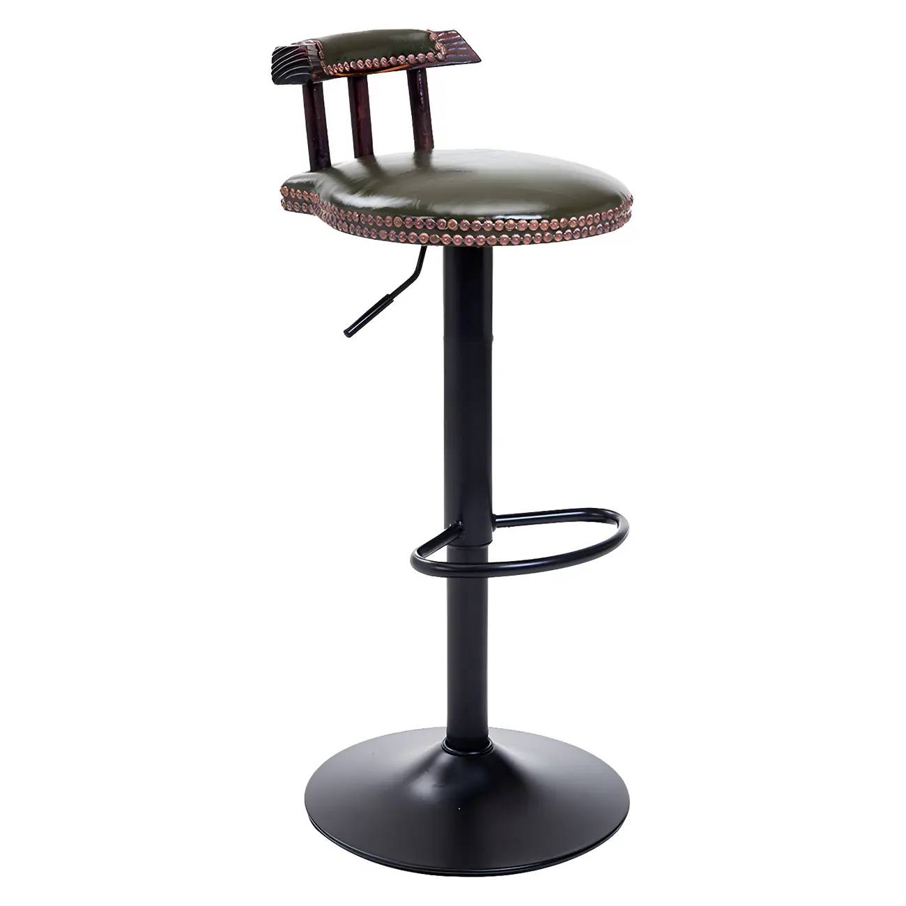 Industrial Round Leather Adjustable Bar Stools Image - 45 | homeyfad