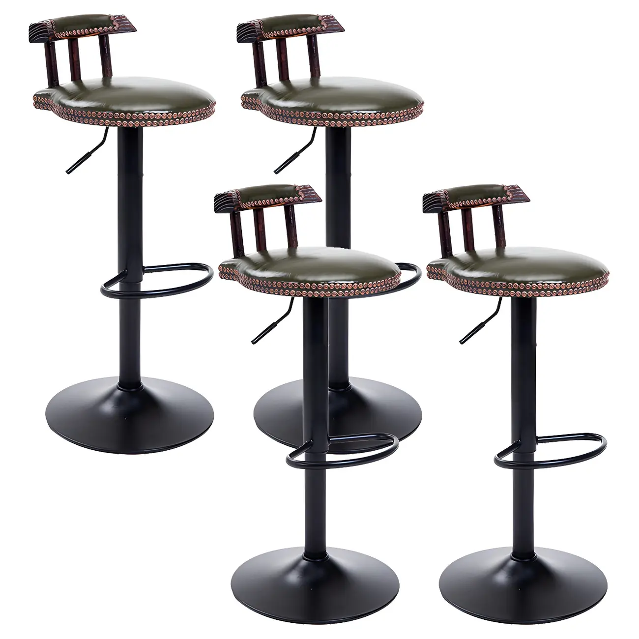 Industrial Round Leather Adjustable Bar Stools Image - 47 | homeyfad