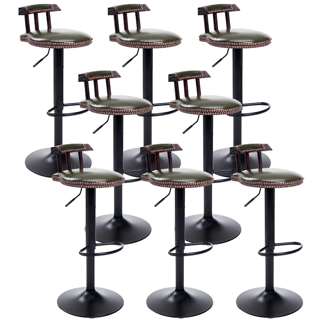 Industrial Round Leather Adjustable Bar Stools Image - 49 | homeyfad