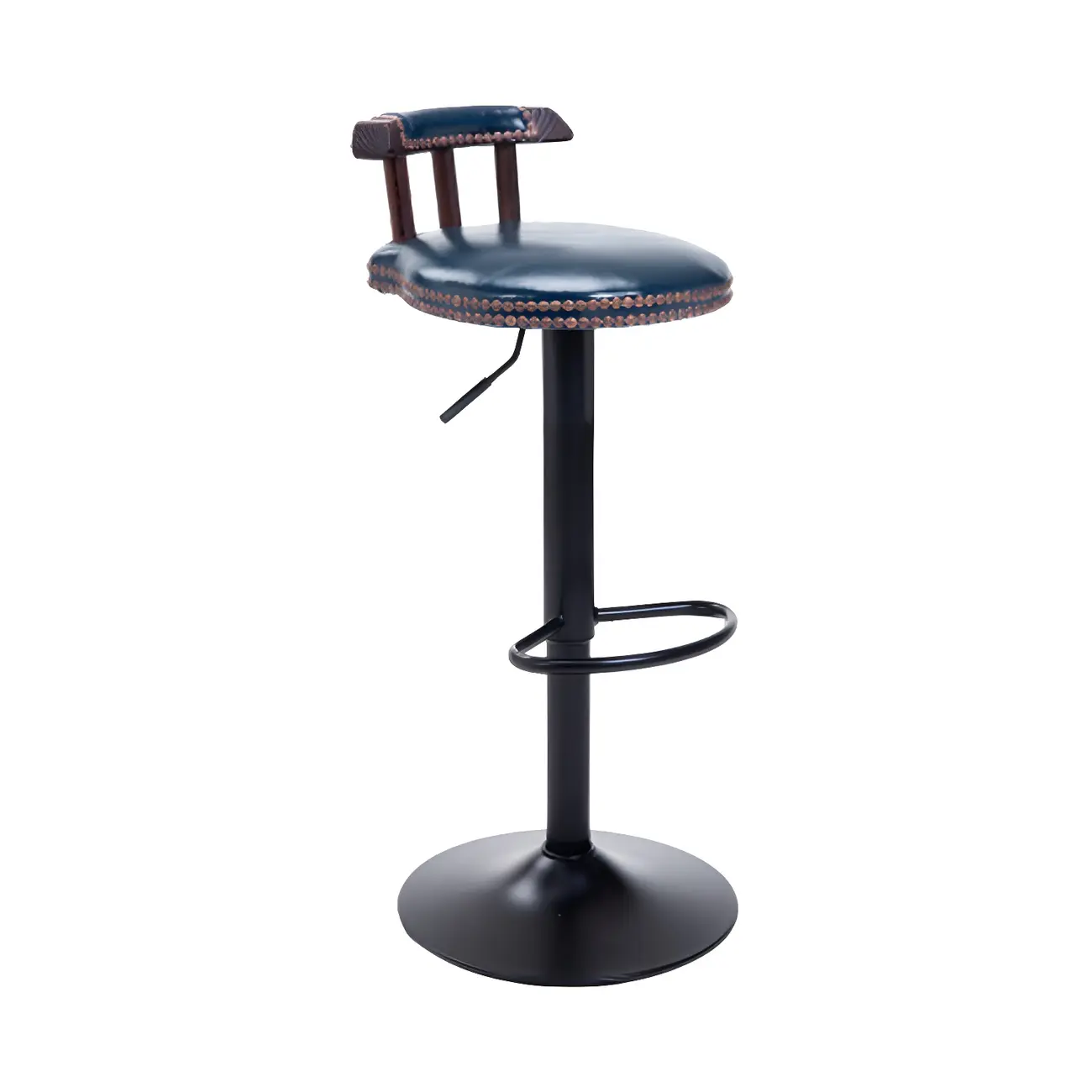 Industrial Round Leather Adjustable Bar Stools Image - 50 | homeyfad