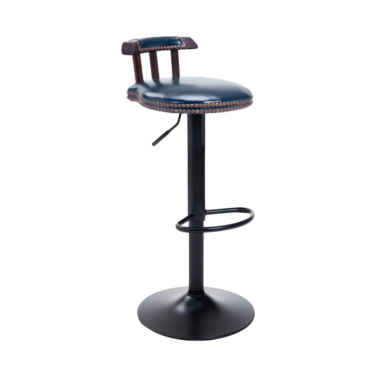 Industrial Round Leather Adjustable Bar Stools Image - 50