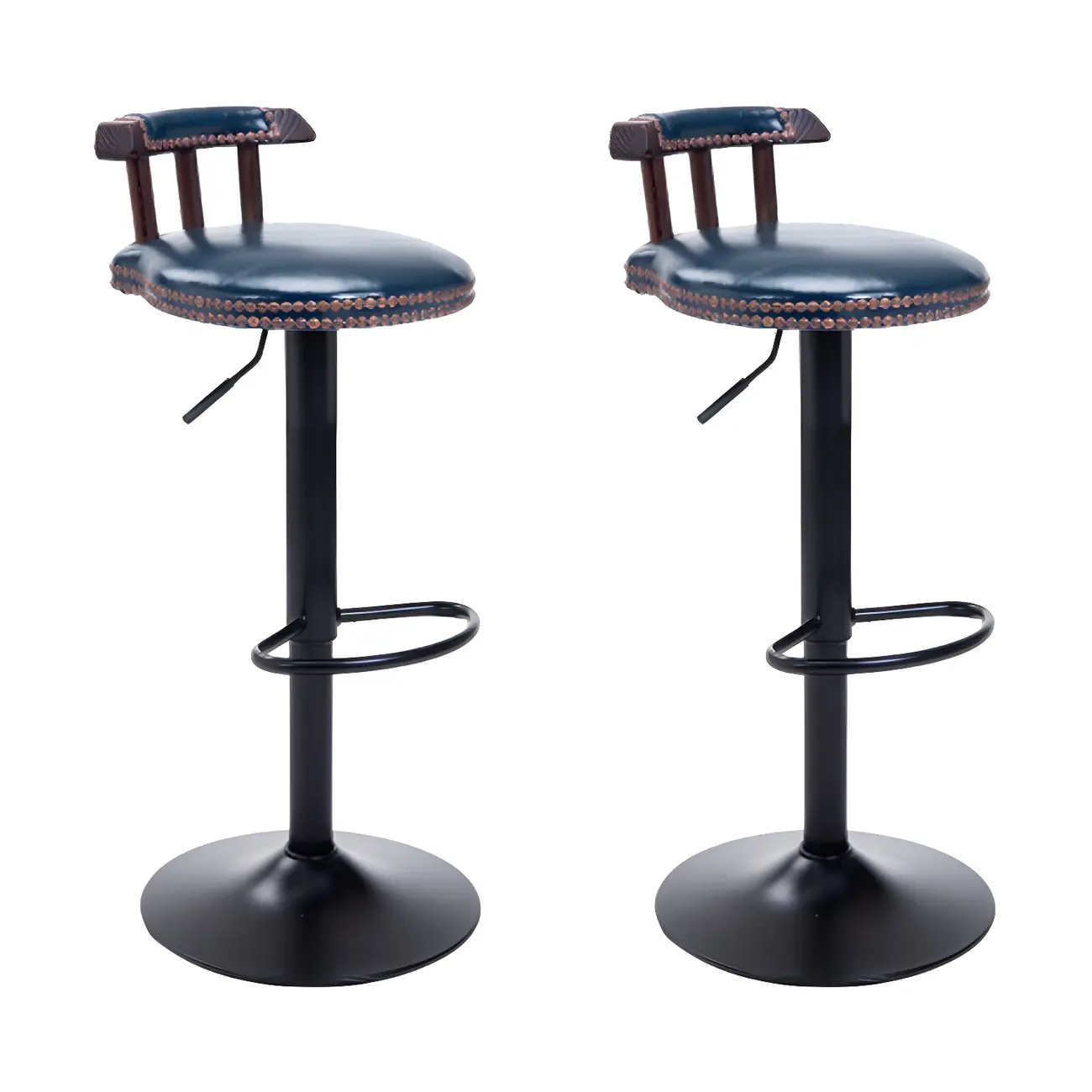 Industrial Round Leather Adjustable Bar Stools Image - 51 | homeyfad