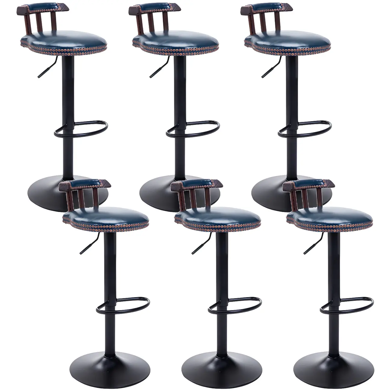 Industrial Round Leather Adjustable Bar Stools Image - 53 | homeyfad