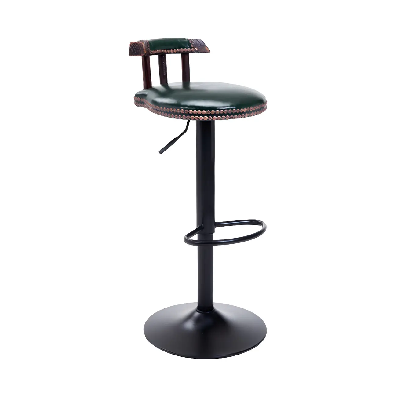 Industrial Round Leather Adjustable Bar Stools Image - 55 | homeyfad