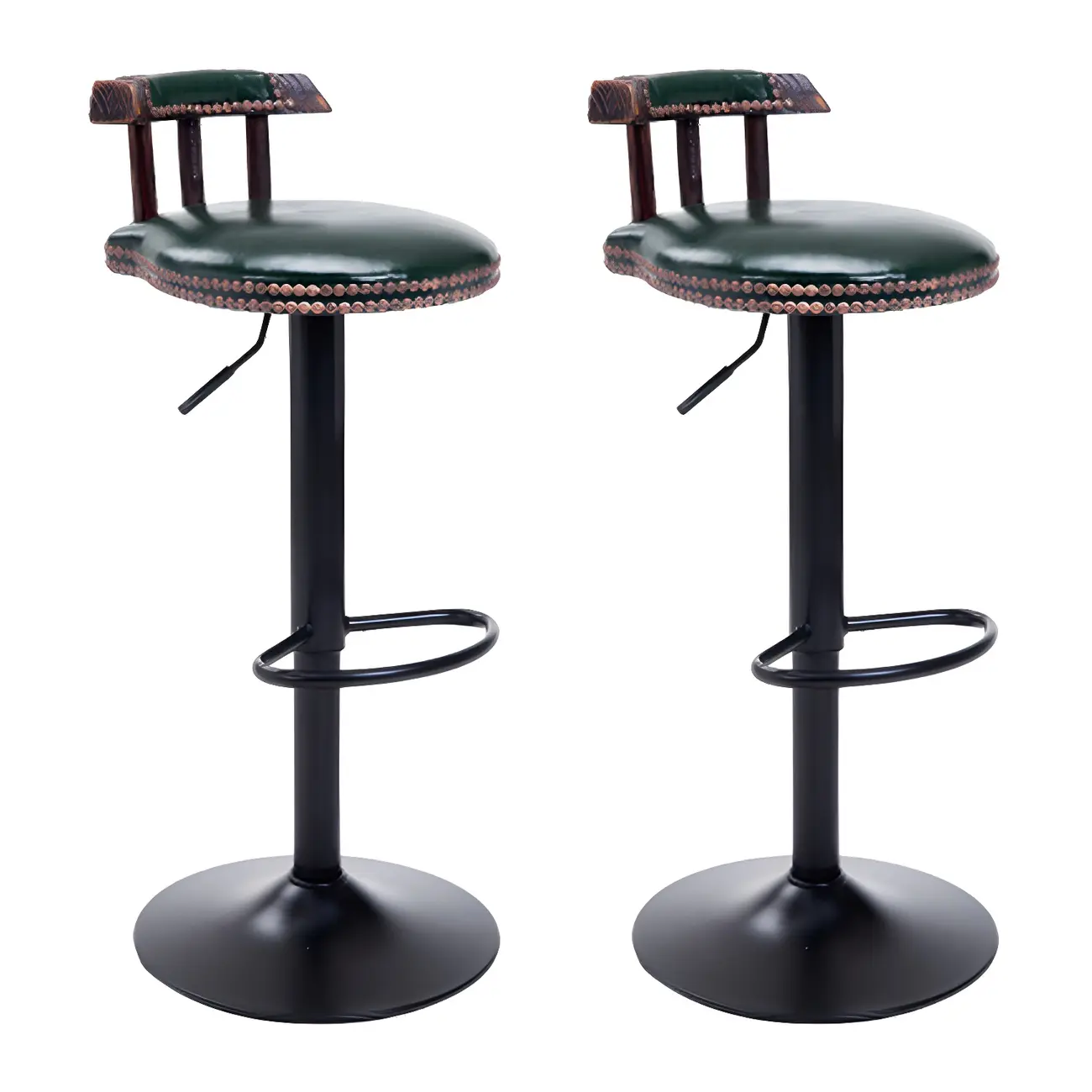 Industrial Round Leather Adjustable Bar Stools Image - 40 | homeyfad
