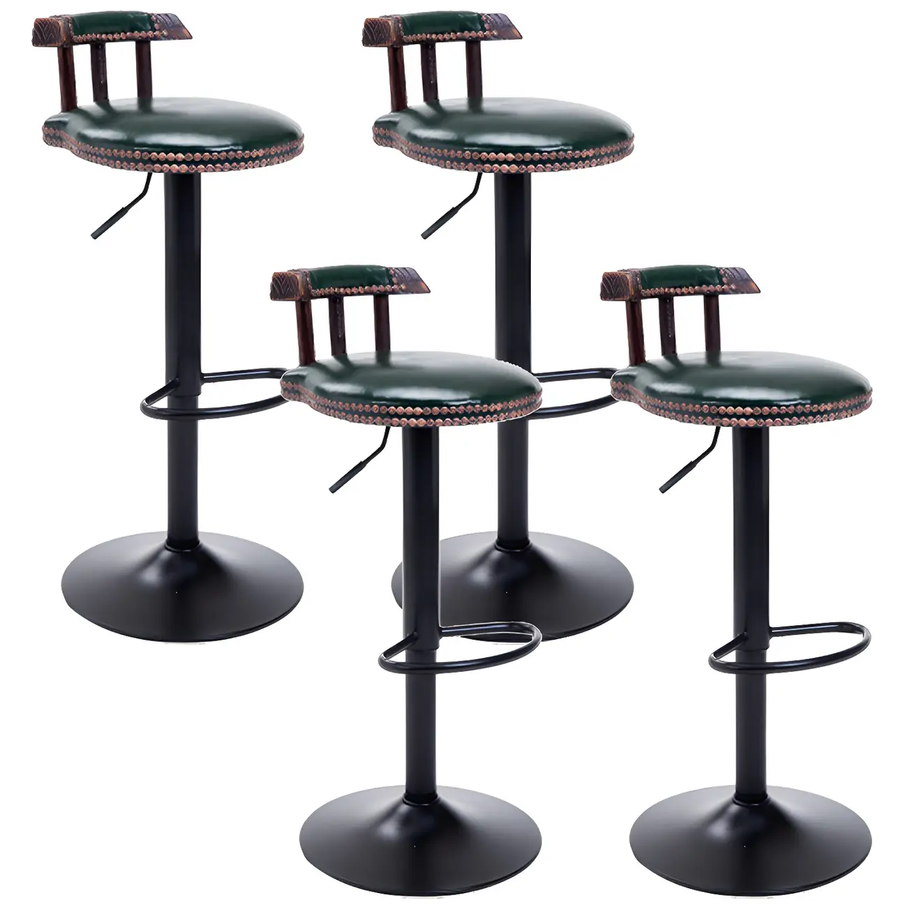 Industrial Round Leather Adjustable Bar Stools Image - 57 | homeyfad