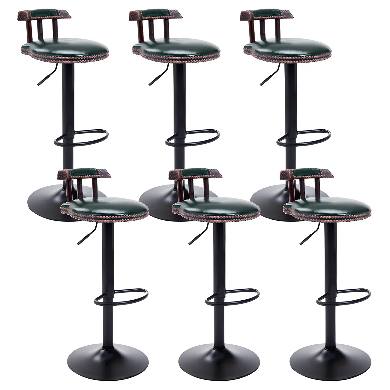 Industrial Round Leather Adjustable Bar Stools Image - 58 | homeyfad