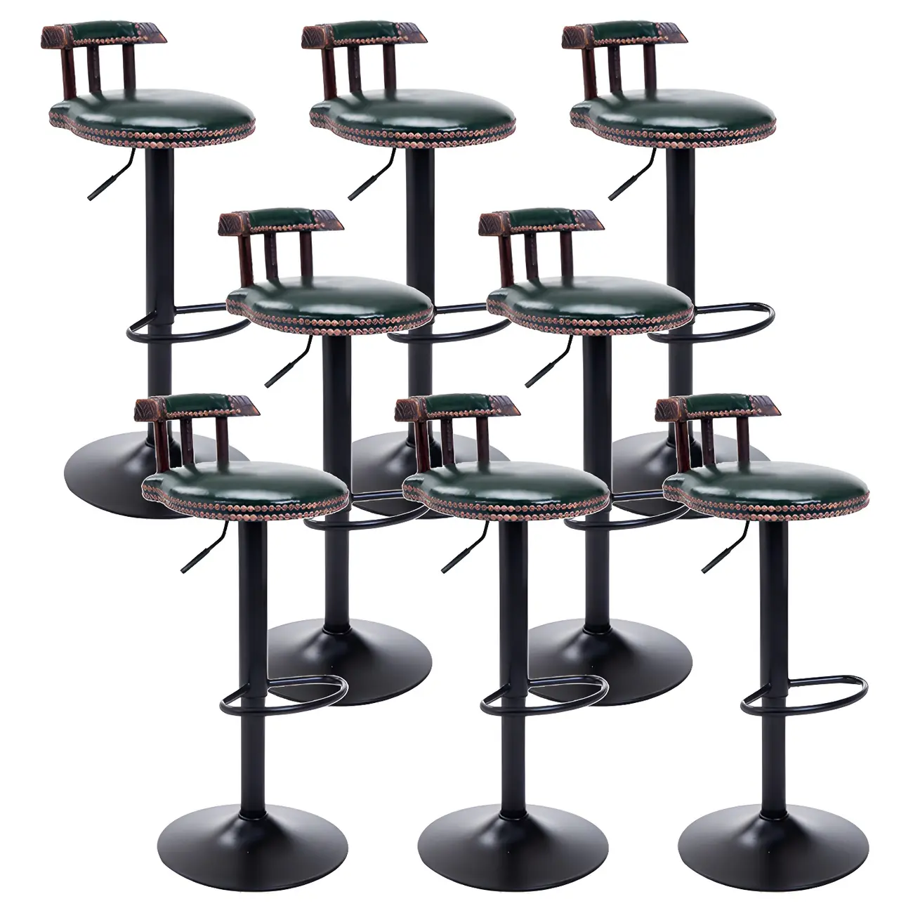 Industrial Round Leather Adjustable Bar Stools Image - 59 | homeyfad