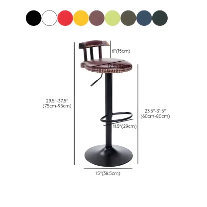 Industrial Round Leather Adjustable Bar Stools #size