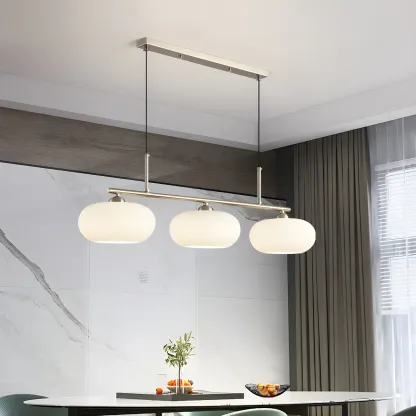 Contemporary Frosted Glass Globe Island Pendant Light Image - 15