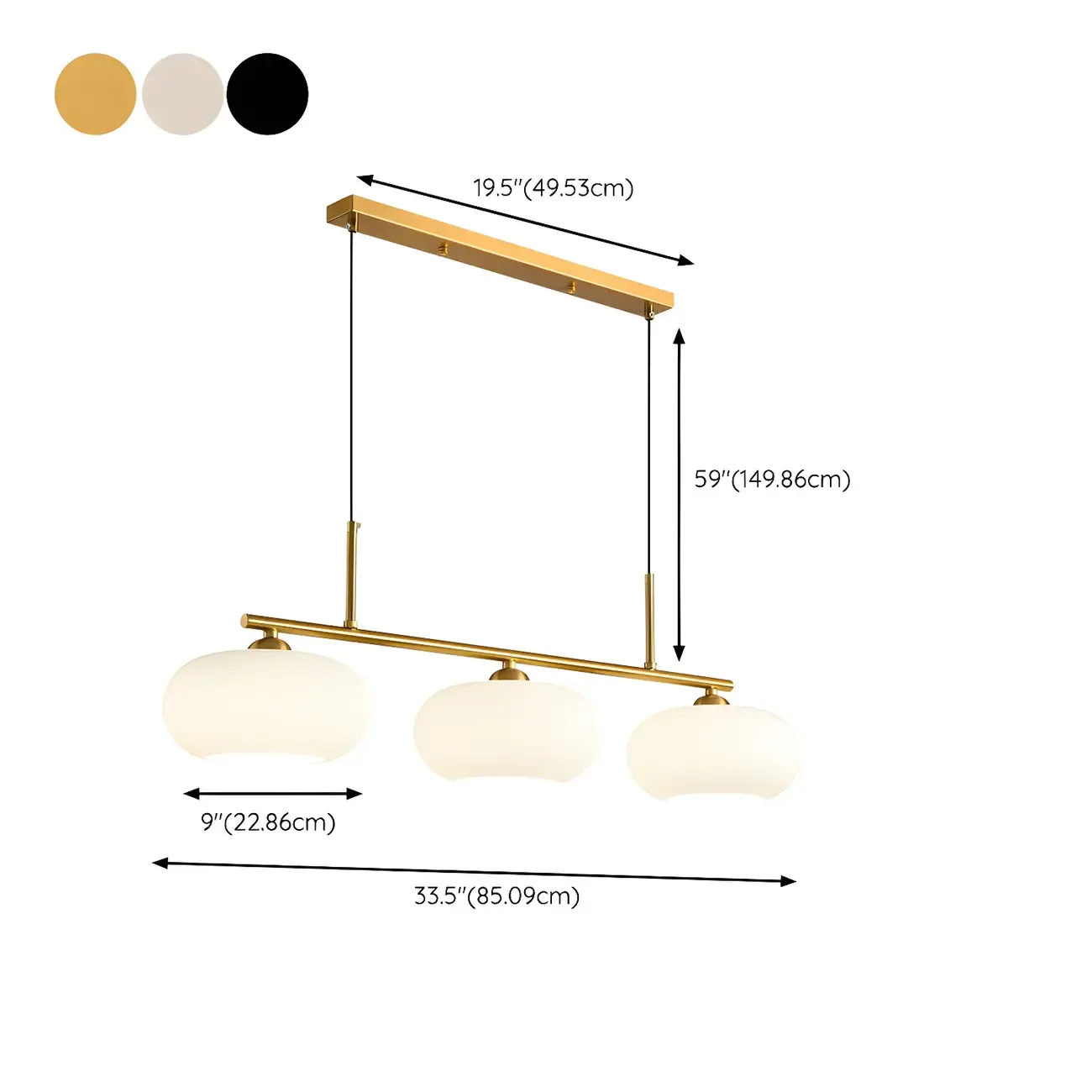 Contemporary Frosted Glass Globe Island Pendant Light #size