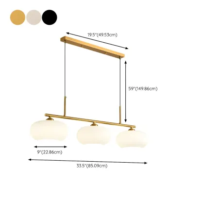 Contemporary Frosted Glass Globe Island Pendant Light #size