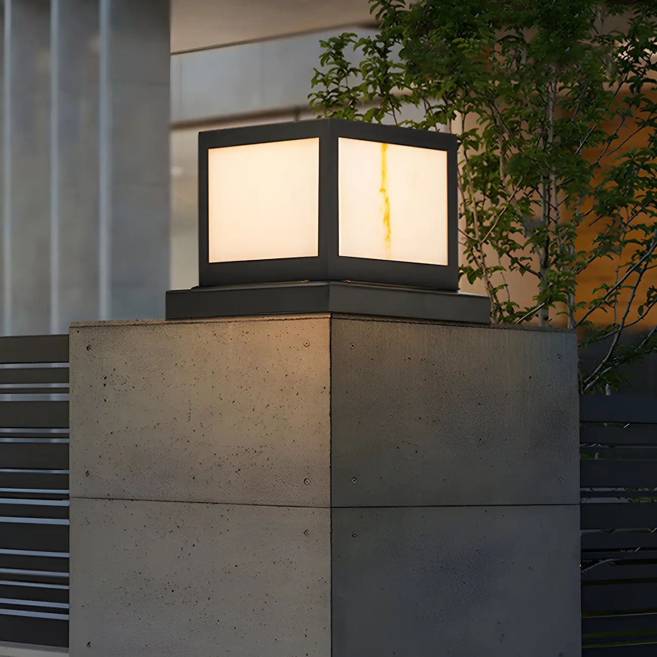 All-weather Modern Black Cube Solar Post Light Image - 1 | homeyfad