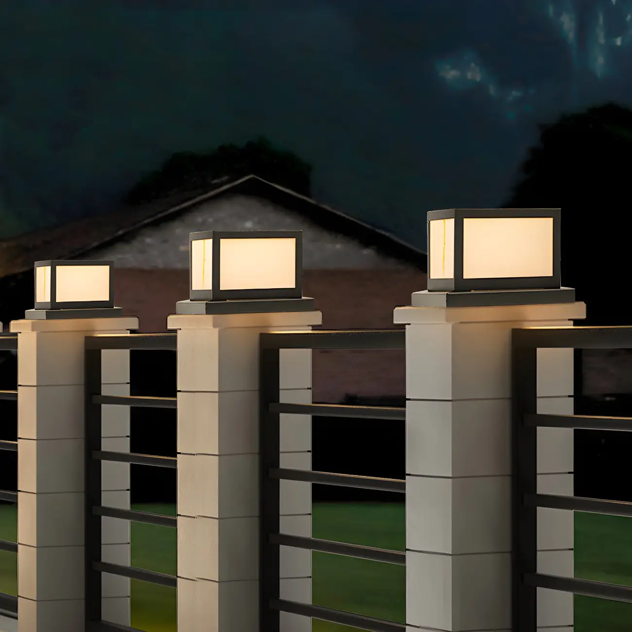 All-weather Modern Black Cube Solar Post Light Image - 3 | homeyfad