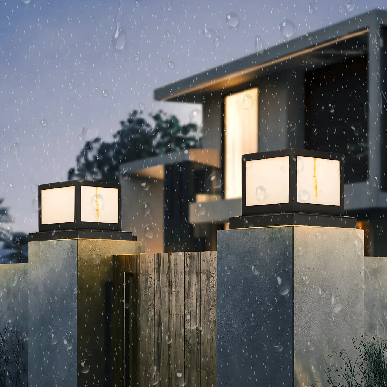 All-weather Modern Black Cube Solar Post Light Image - 4 | homeyfad