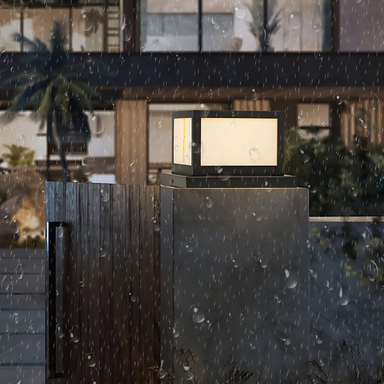 All-weather Modern Black Cube Solar Post Light Image - 13 | homeyfad