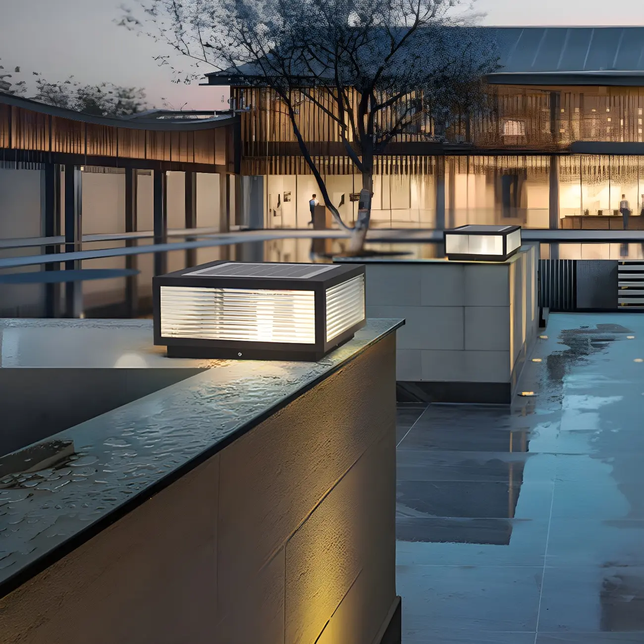 Modern Metal Square Solar Post Lights for Outdoors Image - 3 | homeyfad