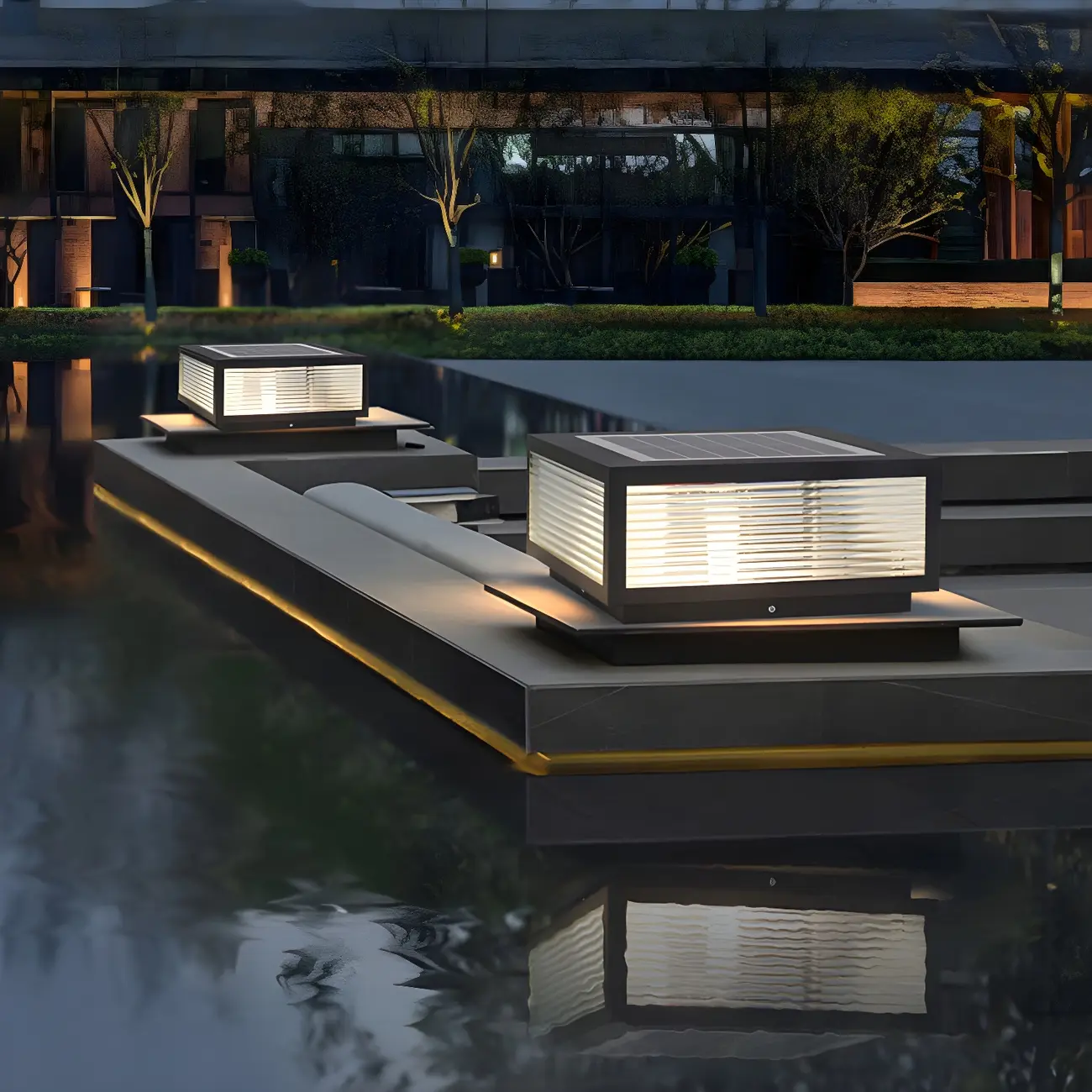 Modern Metal Square Solar Post Lights for Outdoors Image - 4 | homeyfad