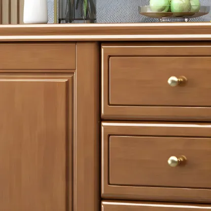 Traditional Nut-Brown Wooden Dresser Chest with Shelves Image - 10