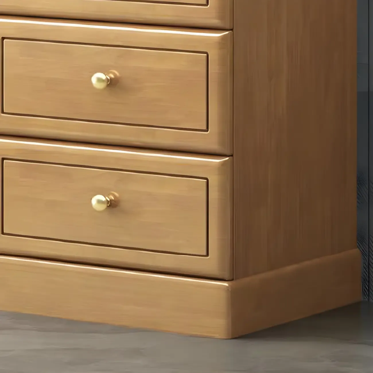 Traditional Nut-Brown Wooden Dresser Chest with Shelves Image - 11