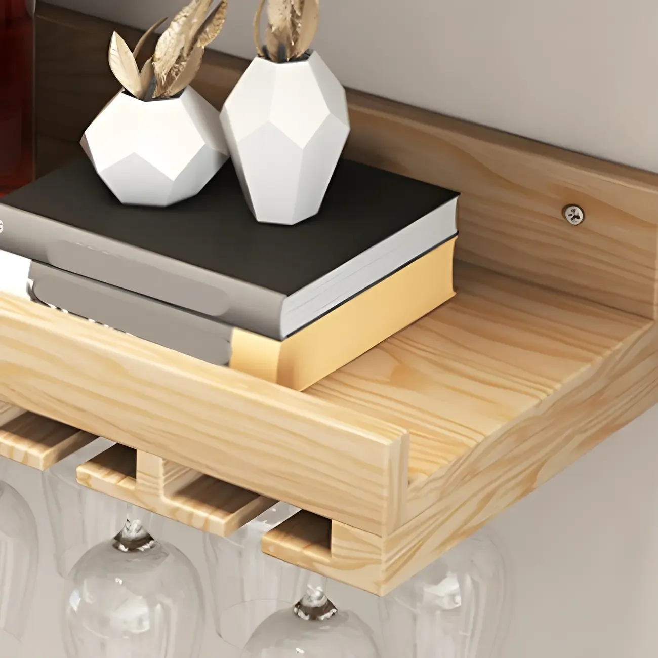 Black Industrial Wall-Mounted Wood Wine Rack Set Image - 9