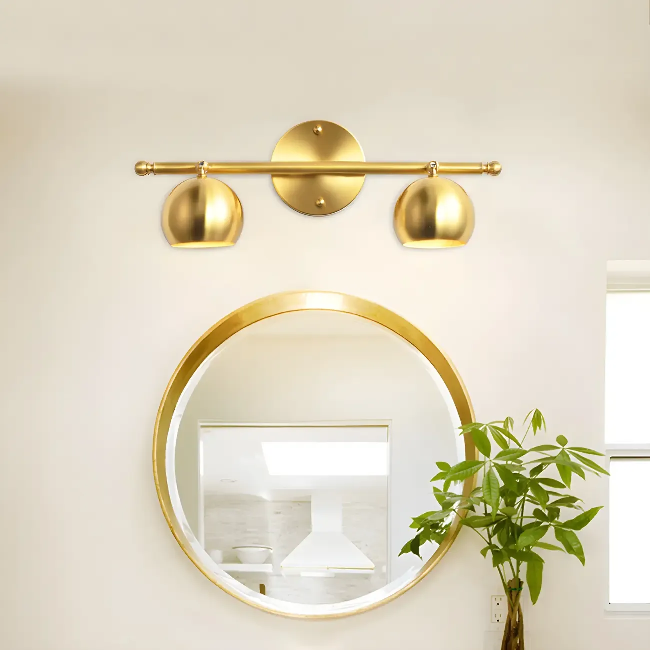 Modern Gold Dome Brass Vanity Light for Bathroom - HomeyFad