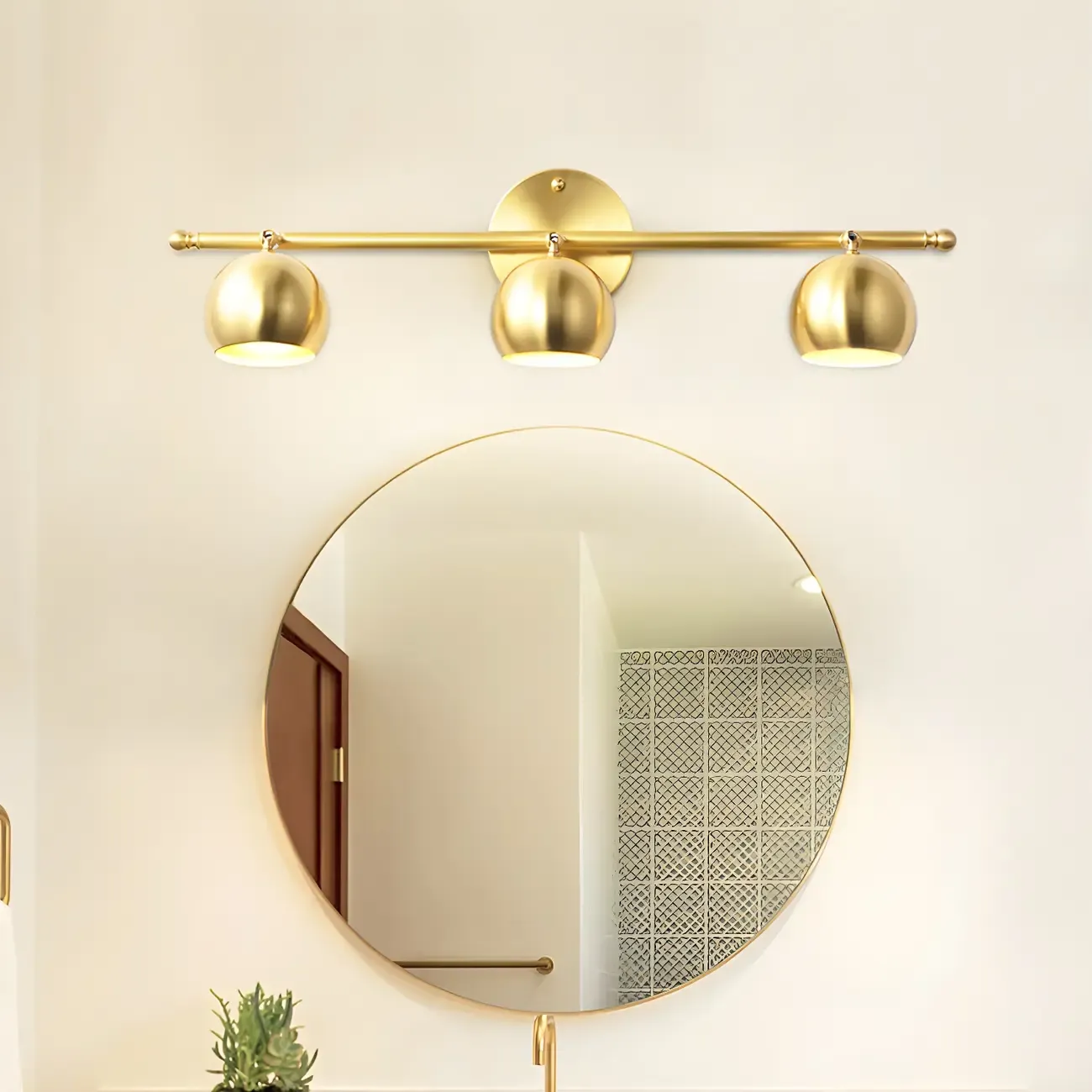Modern Gold Dome Brass Vanity Light for Bathroom