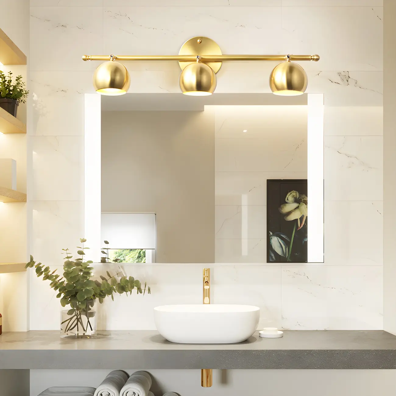 Modern Gold Dome Brass Vanity Light for Bathroom | homeyfad