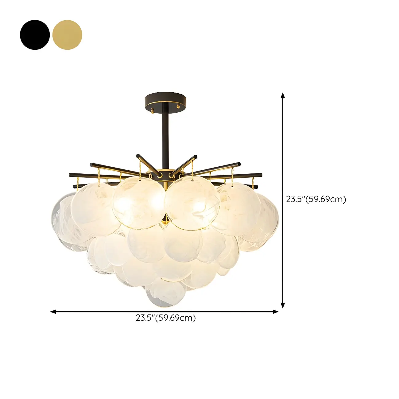 Modern Metal Ambient Glass Chandelier #size | homeyfad