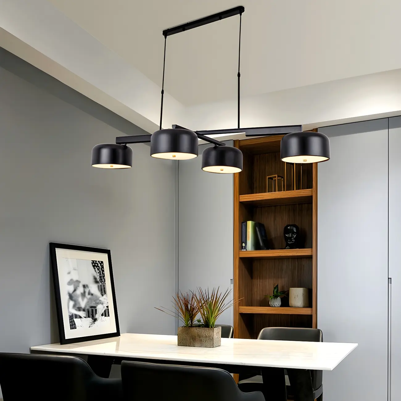 Minimalist 4-Light Cylinder Chandelier with Metal Frame Image - 2 | homeyfad