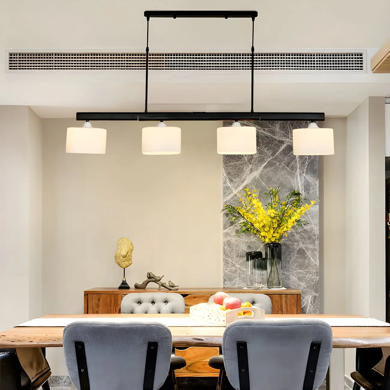 Minimalist 4-Light Cylinder Chandelier with Metal Frame Image - 5 | homeyfad