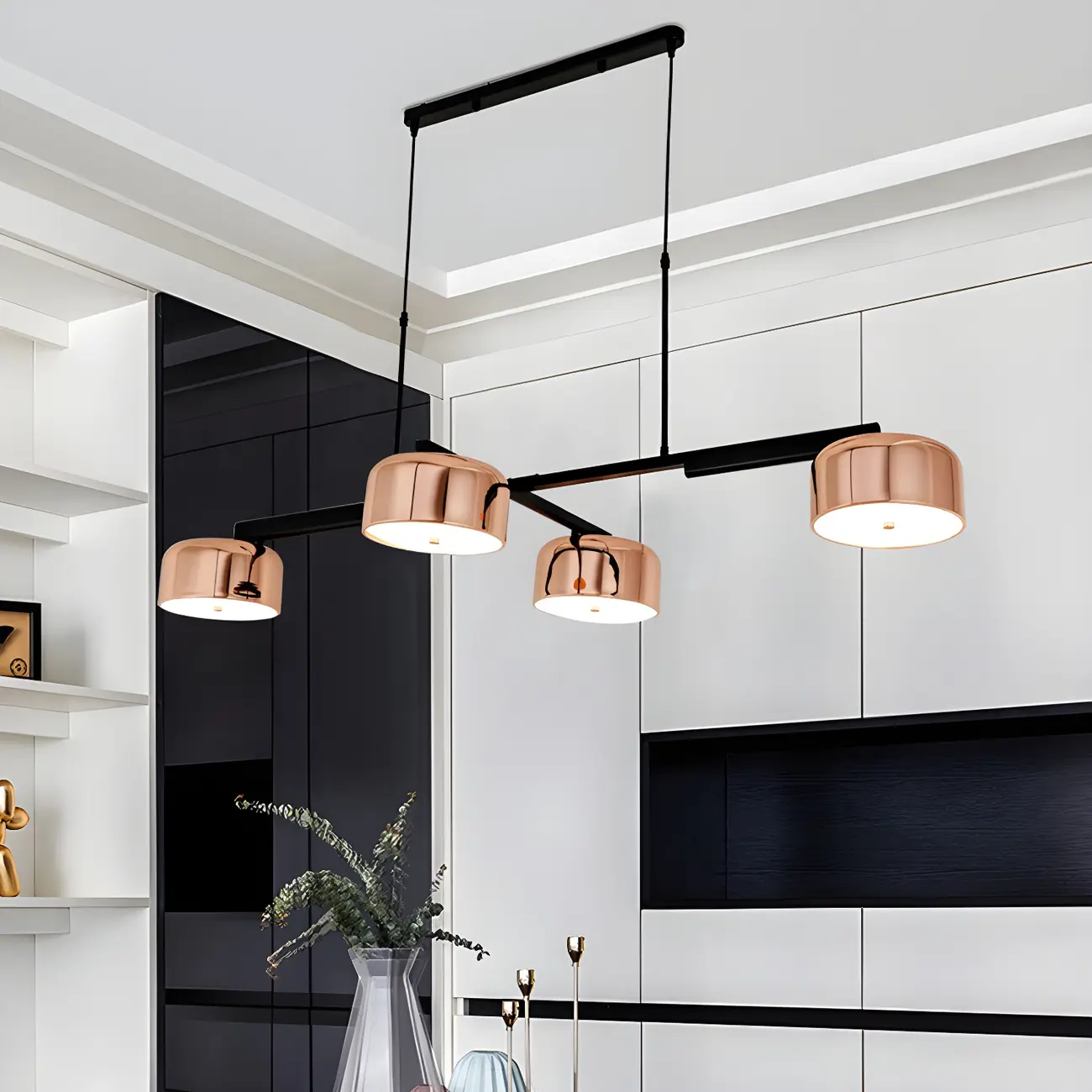 Minimalist 4-Light Cylinder Chandelier with Metal Frame Image - 16 | homeyfad