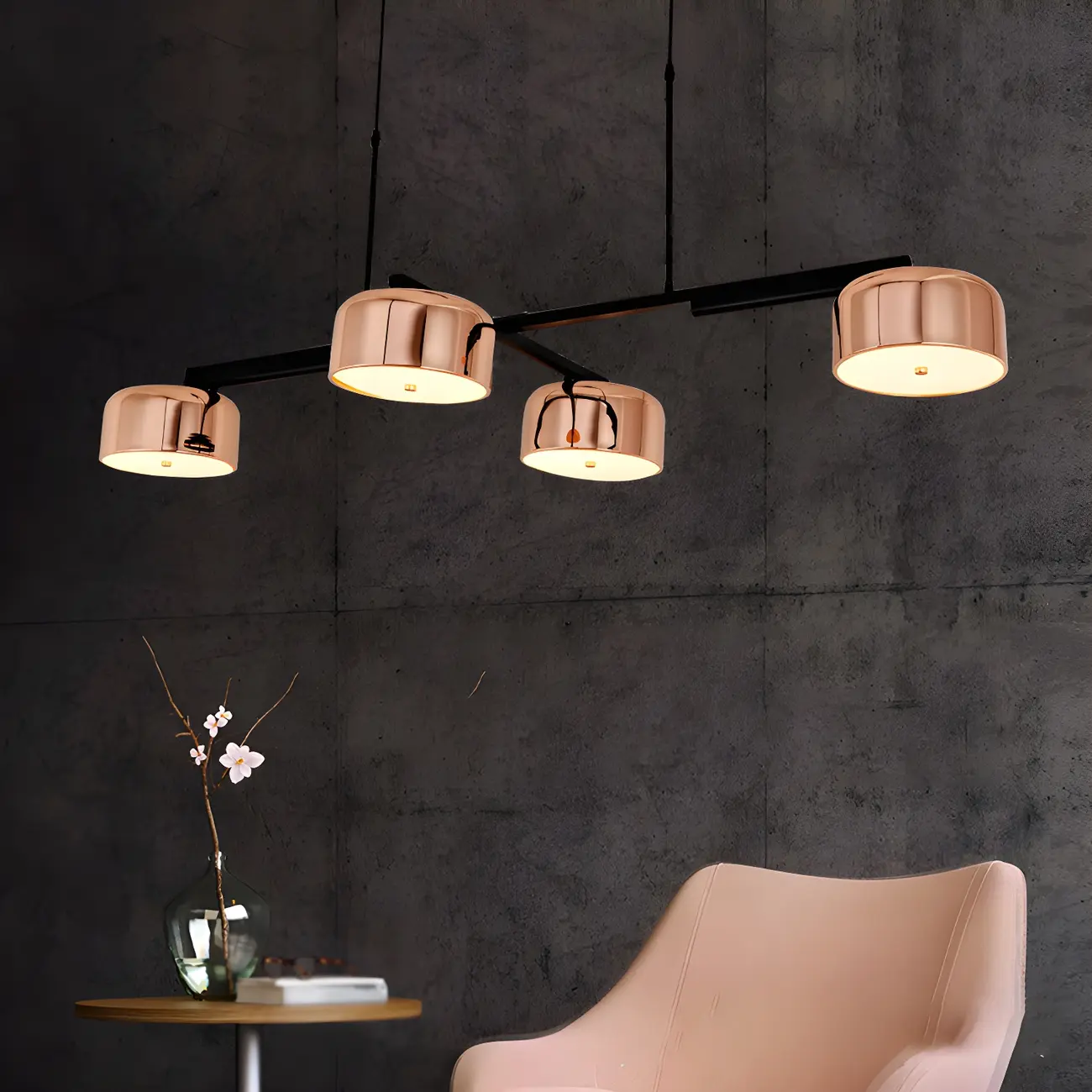 Minimalist 4-Light Cylinder Chandelier with Metal Frame Image - 17 | homeyfad