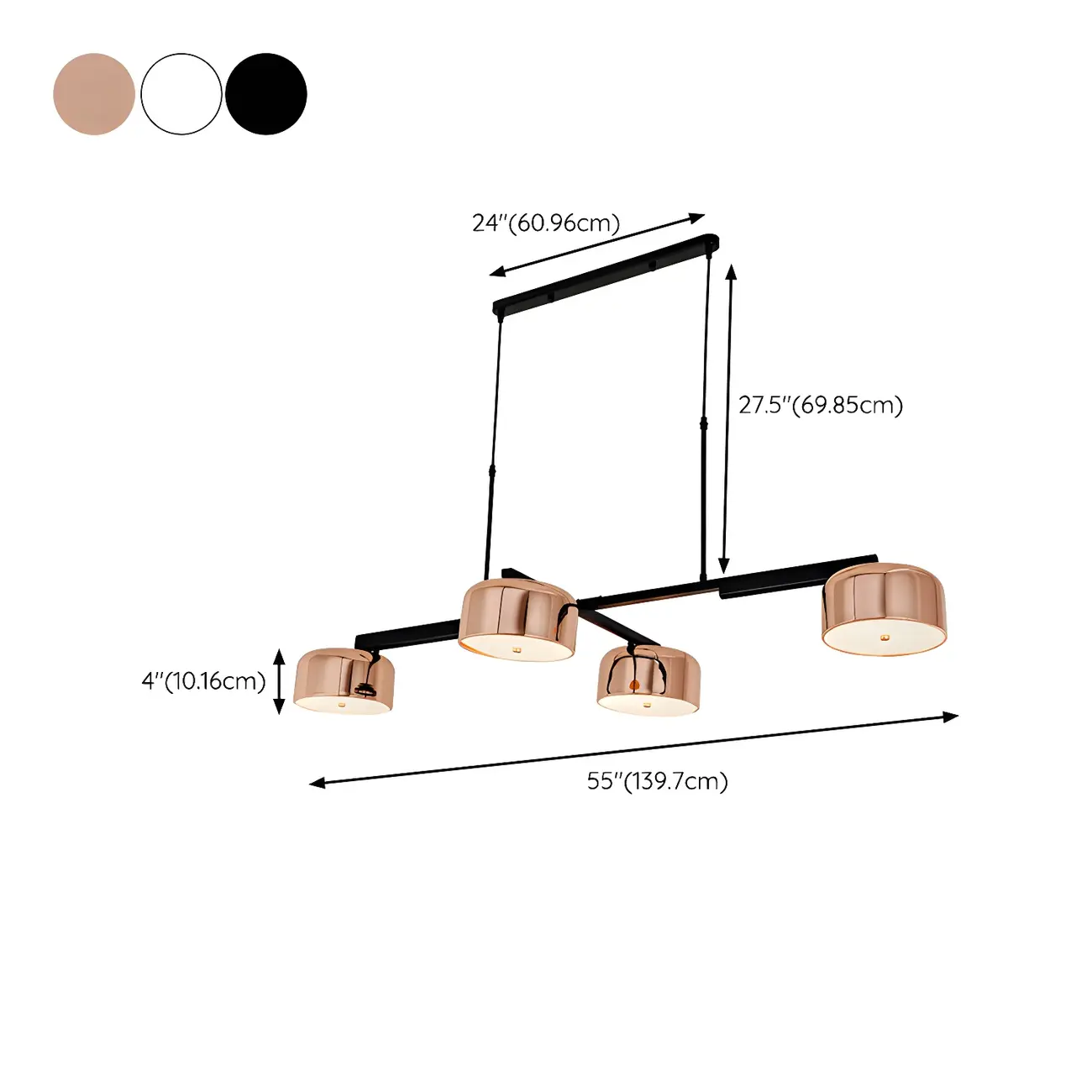 Minimalist 4-Light Cylinder Chandelier with Metal Frame #size | homeyfad