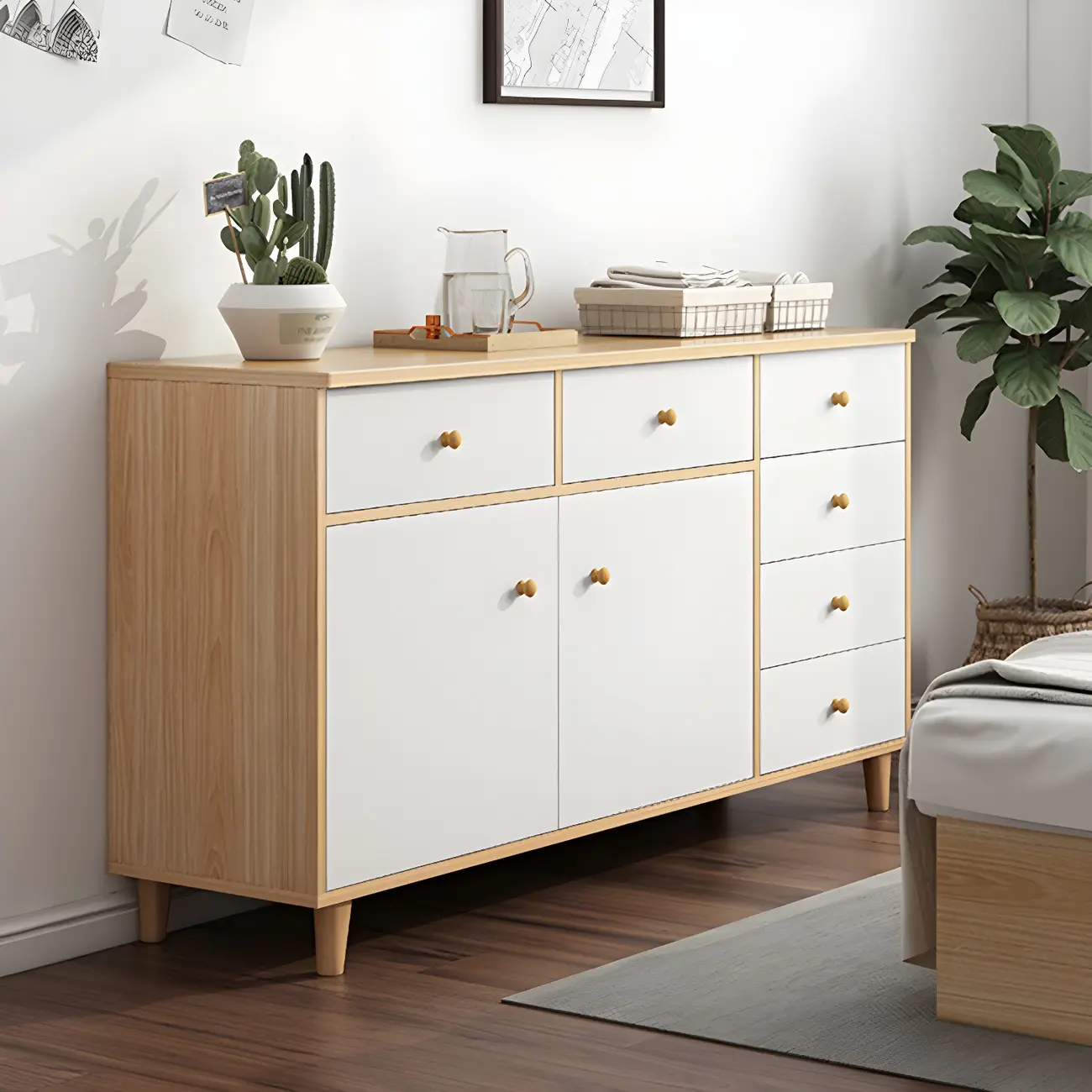 Elegant White Wooden Dressers & Chests with Cabinet Image - 1 | homeyfad