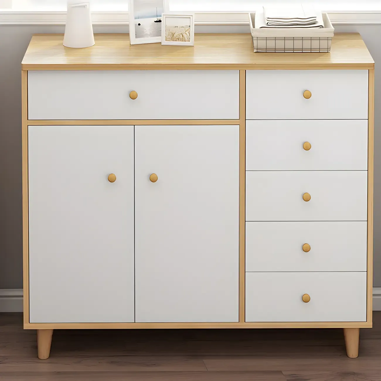Elegant White Wooden Dressers & Chests with Cabinet Image - 3